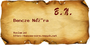 Bencze Nóra névjegykártya